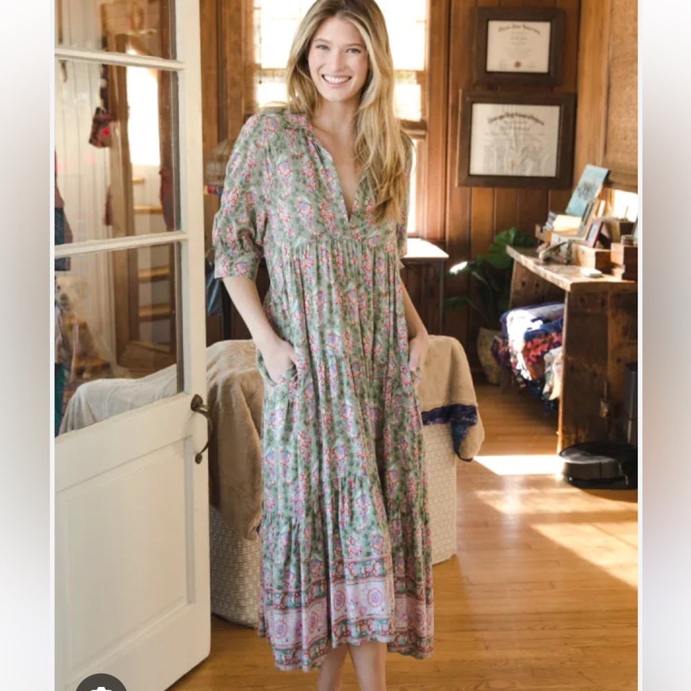 Natural life midi dress green floral
